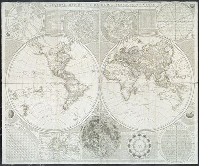 Allgemeine Weltkarte oder terraqueous Globus von Samuel Dunn, 1787 von English School